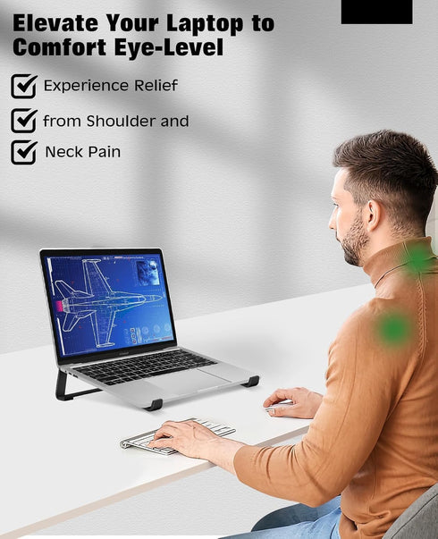 Thibault Aluminum Laptop Stand for Desk - Ergonomic Cooling Design for MacBook Air Pro, Easy Assembly