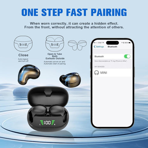 Invisible Earbuds Wireless Bluetooth, Discreet Tiny Mini Micro Earbuds for Work, Invisible Sleep Wireless Earphone,