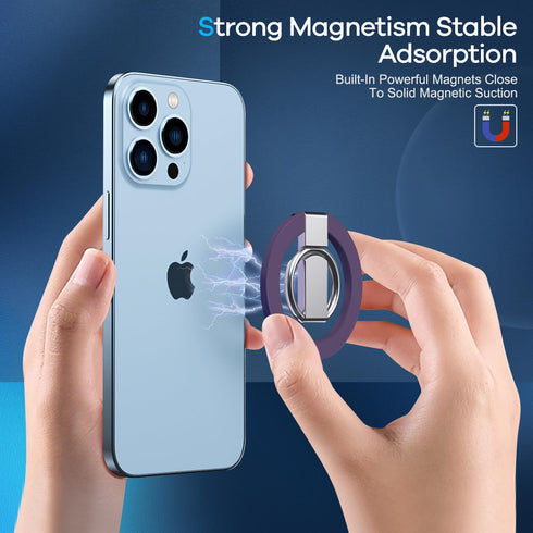 KCA_S3 360 15 16 17 S24 Purple Phone Ring Holder Case Compatible Magnetic Grip Rotation iPhone Pro Max Samsung Galaxy