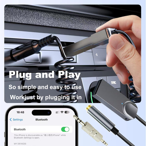 GLOBELEC 5.3 3.5mm Bluetooth to Aux Adapter for Car,USB Female BT Receiver,Aux to Bluetooth Adapter,Compatible