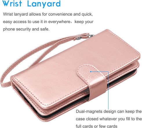 Tekcoo Wallet Case for iPhone 11 (6.1 inch) 2019, Luxury ID Cash Credit Card Slots Holder, Rose Gold