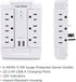 CyberPower CSP600WSURC2 Surge Protector, 1200J/125V, 6 Swivel Outlets, 2 USB Charging Ports, Wall Tap Design, White