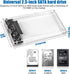 SSD HDD Hard Drive Enclosure 2.5" inch SATA III USB 3.0 Caddy Case External Reader Laptop Fast Data Trasfer UASP Cable Included Tool-Free LED Indicator Clear