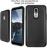 TJS Phone Case Compatible with LG Stylo 5, Hybrid Shockproof Metallic Brush Finish Hard Inner Layer (Black)