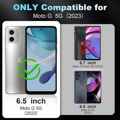 LYWHL (3 Pack) Screen Protector for Motorola Moto G 5G (2023), 9H Hardness HD Clear Film + 3 Pack Camera Lens Glass