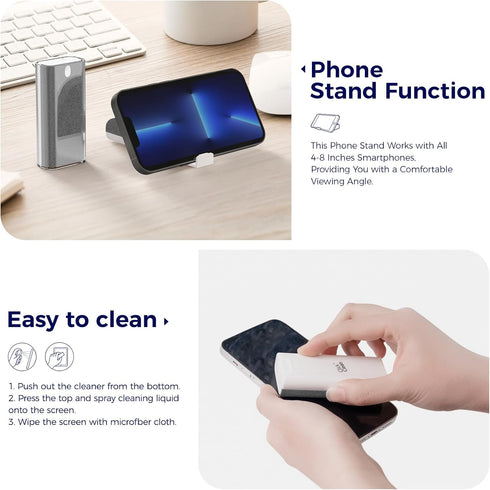 CLICK CLEAN Screen Cleaner Kits, 2 All-in-One Mist Cleaners with Refill, Microfiber Cloth, Mini Funnel, and Sprayer for