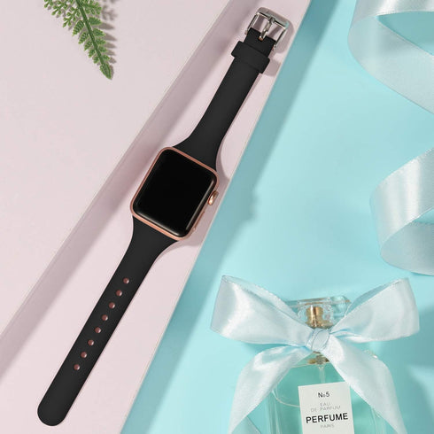 Laffav Slim Band, Compatible with Apple Watch 40mm 38mm 41mm 44mm 42mm 45mm 46mm 49mm, Soft Silicone Strap