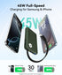 INIU 45W 10000mAh Pack 17 16 15 14, S25 S24 Power Bank, Fast Charging Portable Charger with Built-in USB C Cable, Small