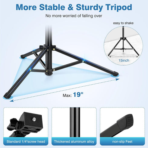 70" Phone Tripod, Portable Cell Phone Tripod Stand with Remote & Phone Holder, Selfie Stick for Video Recording,