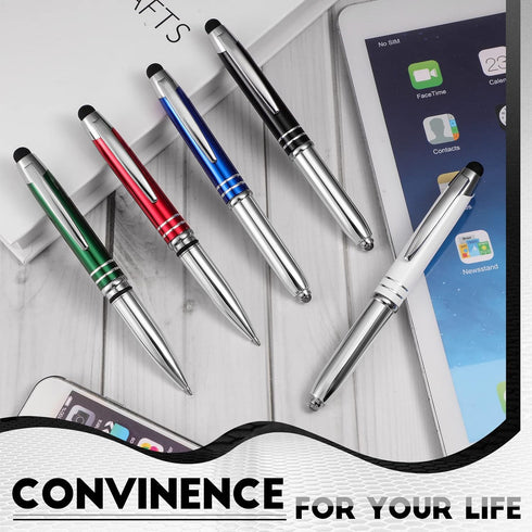 5 Pieces Stylus Pen for Touchscreen Devices, Multi-Function Capacitive Pen with LED Flashlight and Ballpoint
