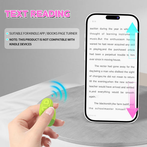 Tiktok Trending Bluetooth Smart Scrolling Ring - Kindle App Remote Page Turner with Cell Phone Stands, Lake Green
