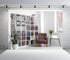 BELECO 7x5ft Fabric Living Room Backdrop Modern Room Interior with Armchair White Bookcase, Office Zoom Meeting