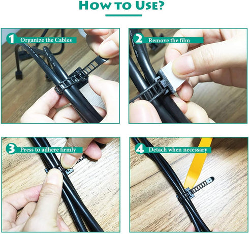 25 Pieces Desk Wire Organizer, Adhesive Cable Ties and Clips for Cord Management and Desk Wire Organization