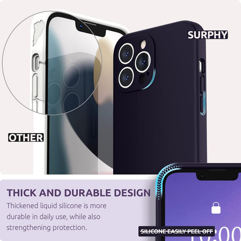 SURPHY iPhone 13 Pro Max Case with Screen Protector, Liquid Silicone Phone Case 6.7 inch 2021, Camera Protection + Soft