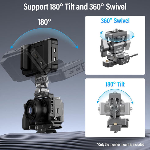 SIRUI Camera Monitor Holder with NATO System Mount, 360° Swivel and 180° Tilt for 5” and 7” Monitors, AM-MTN