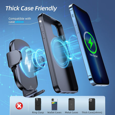 APPS2Car Wireless Car Charger 15W Fast Charging Car Phone Holder, Wireless Car Charger Mount for Dashboard, Windshield,