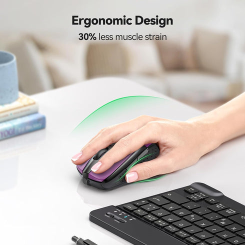 TECKNET Wireless Mouse - 2.4G Ergonomic Optical Mouse for Laptop, PC, 6 Buttons, 2600 DPI