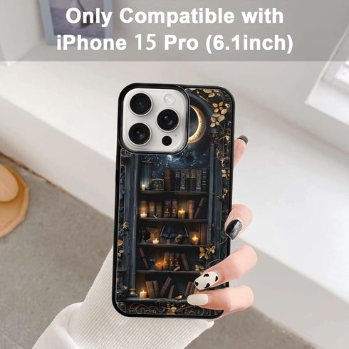 Odhtst 15 6.1 Inch, Aesthetic Star Bookshelf Book Collage Phone Case Compatible with iPhone Pro Case TPU Shockproof
