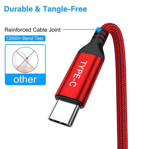 AkoaDa USB C Cable, 3-Pack (10ft+6.6ft+3.3ft) - 3.1A USB A to USB-C Fast Charger Nylon Braided Cord for iPhone 15/15