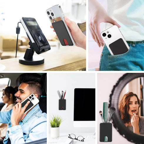SHANSHUI Phone Card Holder, Silicone Ultra Slim Phone Wallet Stick on Credit Card Holder for Cell Phone, Compatible