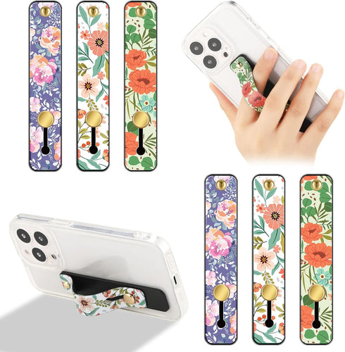 6 Pieces Phone Strap Grip Holder, Telescopic Finger Strap Stand for Most Smartphones (Blossom)