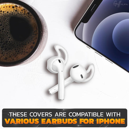 Apple AirPods Silicone Earbud Replacement Tips - 4 Pairs Anti-Slip Ear Hooks & Covers for Secure Fit.