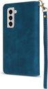 ZZXX Blue Samsung Galaxy S22 Case Wallet - Premium Soft PU Leather Zipper Flip Folio with Card Slot, Kickstand