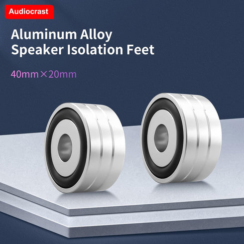 Audiocrast 4X Silver Aluminum HiFi Speaker Isolation Feet Pad, 40x20mm Non-Slip Vibration Dampener for Subwoofer