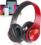 Over Ear Bluetooth Headphones, Foldable LED Stereo Headphones with Built-in Microphone, Noise-Cancelling Wireless