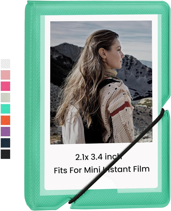 Lifting Mini Photo Album, 28 Pocket for 2x3 Inch Pictures, Fits Fujifilm Instax Mini Cameras (Robin Egg Blue)