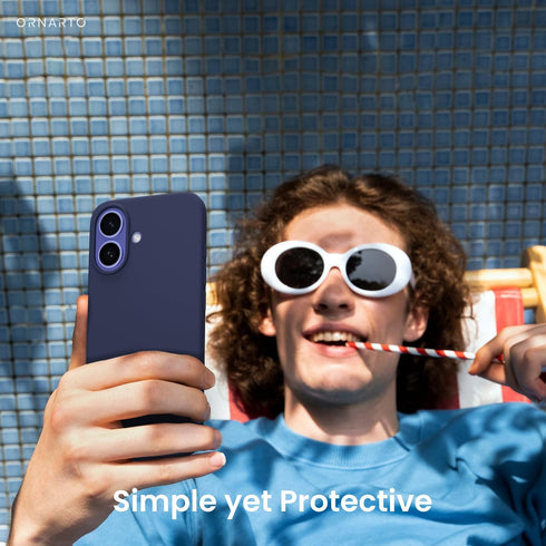 ORNARTO 16 6.1", 3 Compatible with iPhone Case Slim Liquid Silicone Layers Full Covered Soft Gel Rubber Shockproof