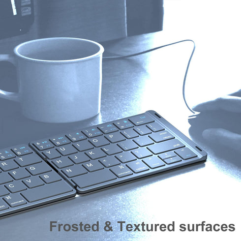 Foldable Bluetooth Keyboard, Portable Wireless Keyboard with Rechargeable Full Size Ultra Slim Folding for iOS Android