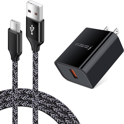 Quick Charge 3.0 Wall Charger for Samsung Galaxy S24 S23 S22 S21 S20 FE, Note 20 & more, with Type C Cable. Fast
