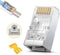 Shielded RJ45 Cat6 Cat 6A Connectors - Gold Plated Pass Through Connector 3 Prong 8P8C Modular Plugs for Ethernet Cable