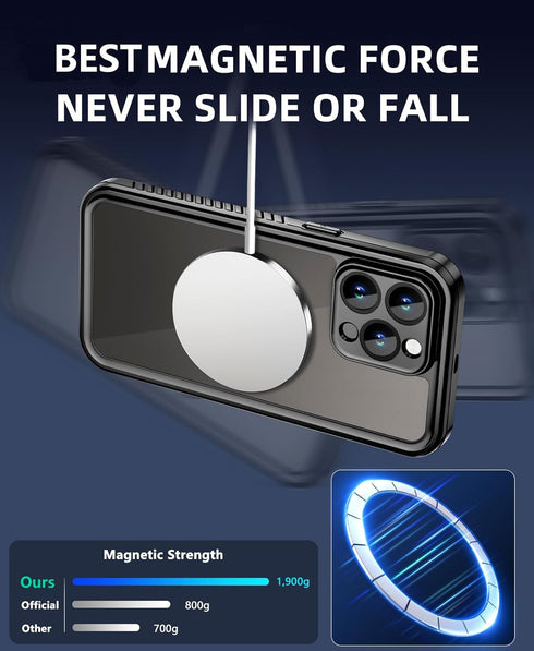 Unitedtime Magnetic Waterproof iPhone 14 Pro Case with Built-in Screen Protector, Shockproof Dustproof Full Body Cover