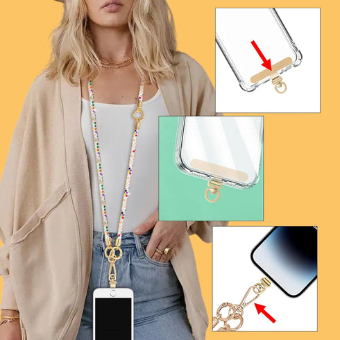 Layered Crystal Phone Crossbody & Wrist Lanyard - Anti-Theft Design for Women