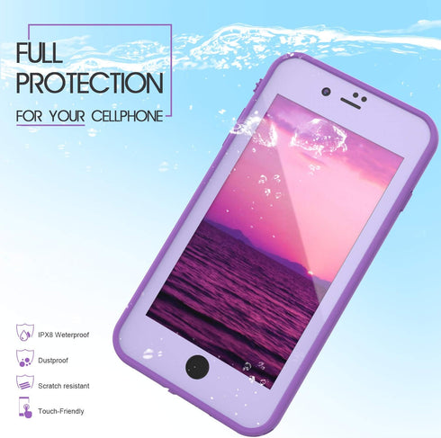Waterproof Case Cover for iPhone 8 7 Plus - Built-in Screen Protector, Shockproof Snowproof Underwater