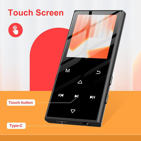 SWOFY 128GB MP3 5.3 D50 Player with Bluetooth - Music Player with Built-in HD Speaker, FM Radio, Voice Recorder, HiFi