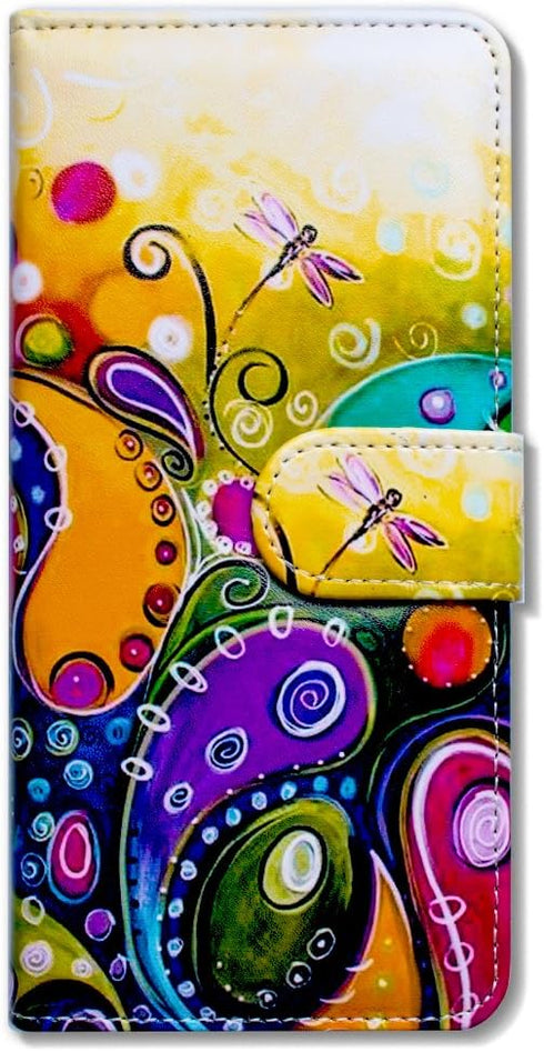 Case for Galaxy S20 FE 5G, Colorful Dragonfly Leather Flip Case Wallet Cover with Card Slot Holder Kickstand
