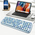 MOFII Bluetooth Wireless Keyboard, Retro Aesthetic with Colorful Round Keys, Connects 3 Devices - Blue