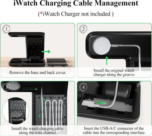 Minthouz 18W Fast Wireless Charger Station for iWatch (Charger NOT included), AirPods, Compatible with iPhone