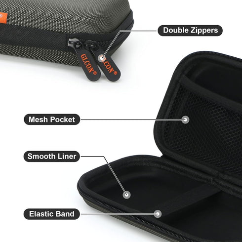 GLCON Dustproof Carrying Case, Portable Small Travel Charger Organizer for Electronic Accessories, Silver Grey