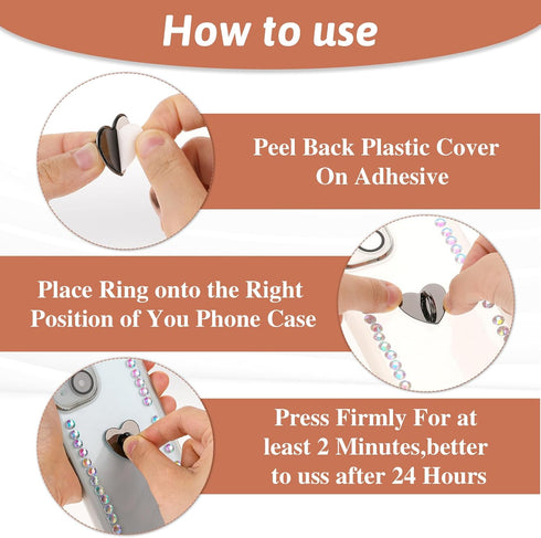 8 Pcs Cell Phone Finger Ring Heart Grip, Metal Phone Charm Loop Stand, Cute Accessories for DIY Phone Case