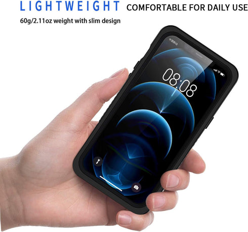 Lanhiem Waterproof Dustproof Shockproof Case for iPhone 12 - Built-in Screen Protector, Full Body Cover, Black