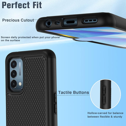 JXVM for OnePlus Nord N200 5G Case - Dual Layer Heavy Duty Protective Cover with Non-Slip Textured Back (Black)