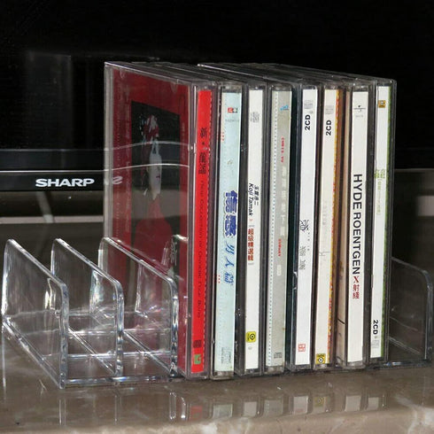 Pmsanzay Clear Acrylic CD DVD Holder, Storage Box for 14 Standard CD Cases, Media Shelf Organization