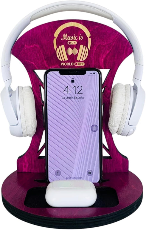 Wooden Headset Stand for Desk, Best Gifts for Music Lovers, Teen Girls, Daughters, Sisters, Girlfriends, Birthday Gifts