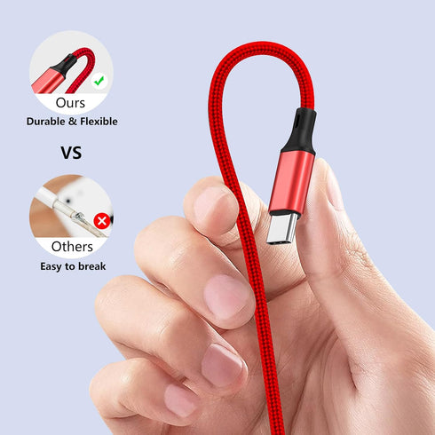 5FT/1.5M Multi Charging Cable for Apple Watch Charger Travel Nylon Braided USB C Micro USB Lightning Compatible with