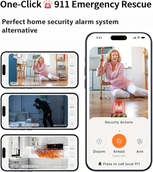 Gianteye 2K 2.4/5GHz 6 2 Cameras for Home Security, Wi-Fi Indoor Camera for Dog/Pet/Nanny/Baby with US Phone App, AI