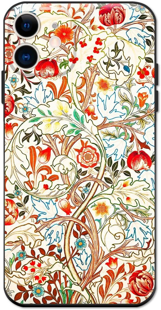 Berkin Arts Compatible with iPhone 12 Mini Case, Silicone Cover with Screen Protector, Pink Ornamental Flourishes